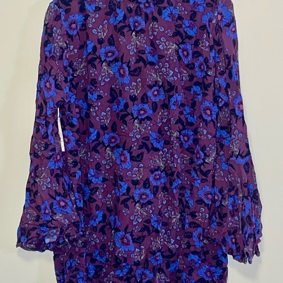Free People Wine Floral Bell Sleeve Tunic Top - Picture 5 of 6